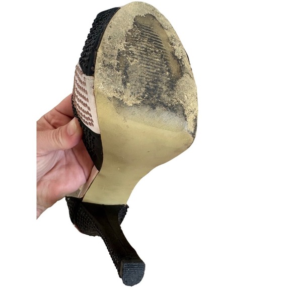 Lushi by Journettes Heels Black Pink Rhinestone Peep Toe Platform Pumps - Picture 10 of 13